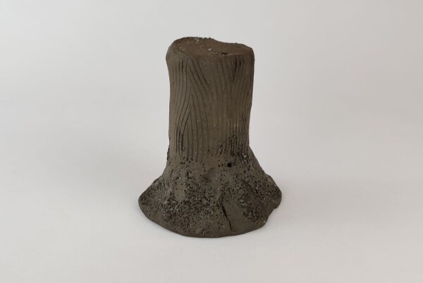 Small hollow clay trunk for planting, as shrimp trunk or just for decoration black H31