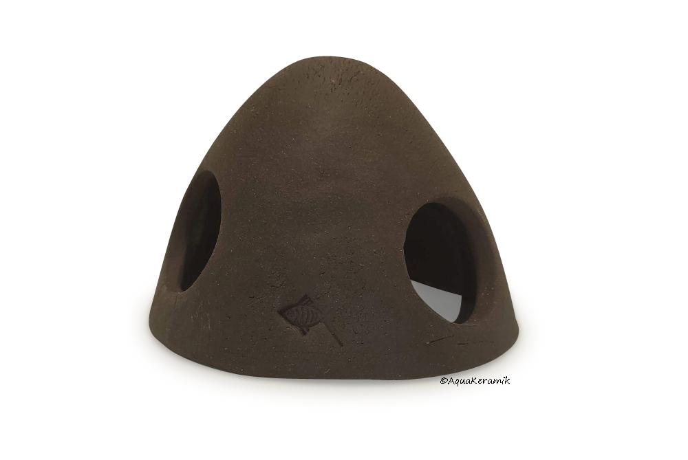 Froschiglu aus Ton 9 cm dunkelbraun Iglu-Höhle Aquarium